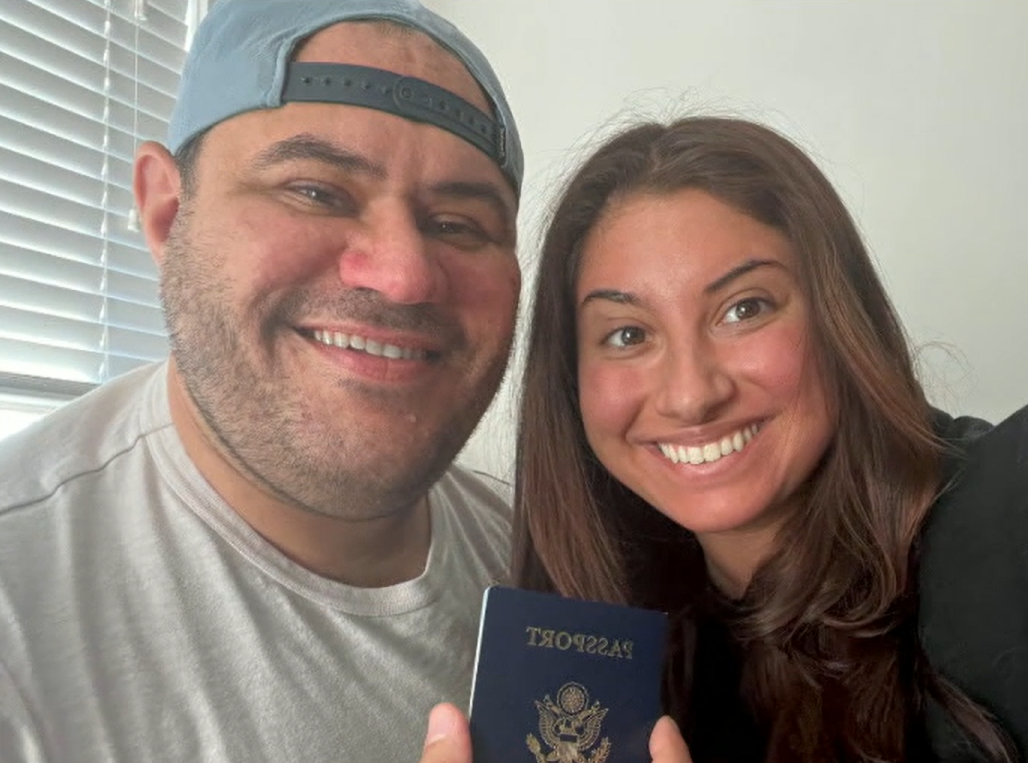 The bride and groom-to-be were grateful for the new passport. 