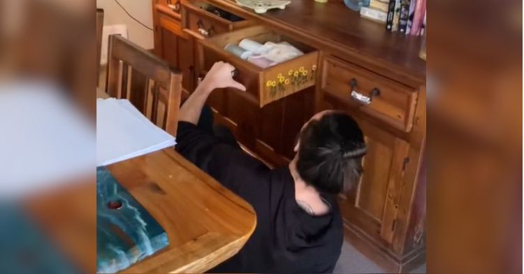 This wife has been hiding art around the house.