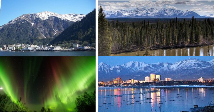 Composite picture with four frames of Alaska