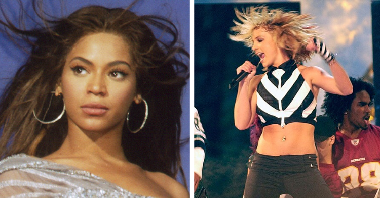 Beyonce on the left, Britney Spears on the right