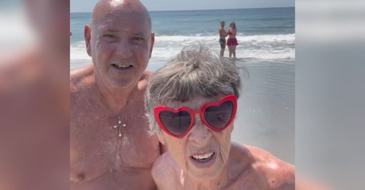 An adorable elderly couple ends up on camera.