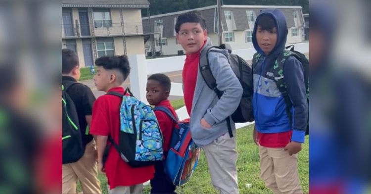 When a little boy was scared to go to school, his neighbors stepped in.