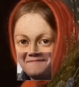 Painting with mouth imposed.