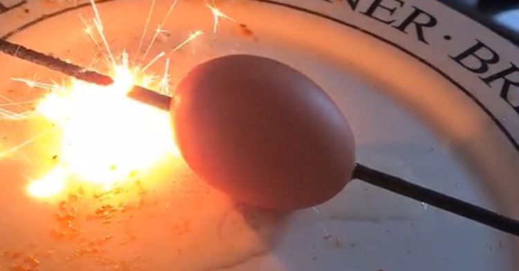 Here's what happens when you put a sparkler in an egg.