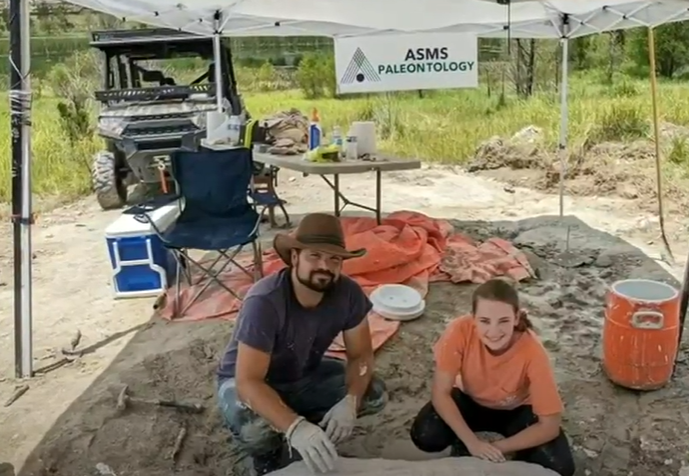 Lindsey's teacher is a paleontologist, so they're working on uncovering the rest of the skeleton.