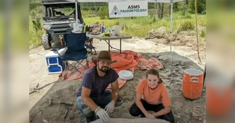 Lindsey's teacher is a paleontologist, so they're working on uncovering the rest of the skeleton.