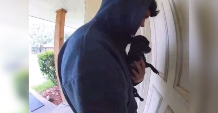 A mom caught her son talking to the family dog on camera.