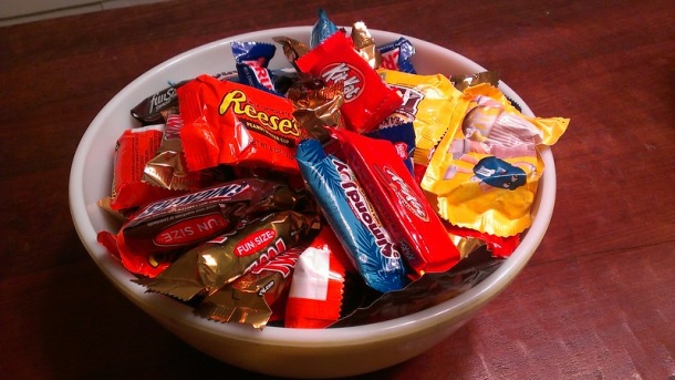 bowl of classic halloween candies