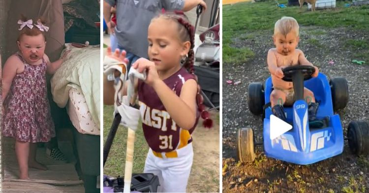 All Parents have a favorite child. This shows three "favorite children" in three frames, doing kid things.