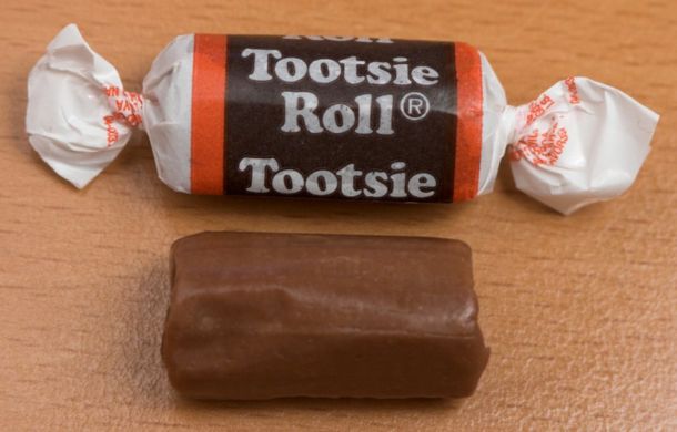 close up of a tootsie roll