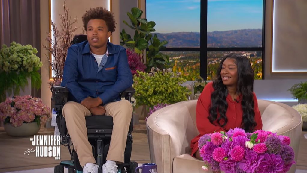 Imunek Williams and Shamar smile as they are interviewed on The Jennifer Hudson Show.