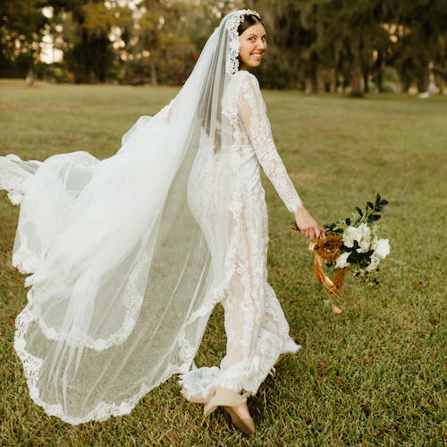 bride running