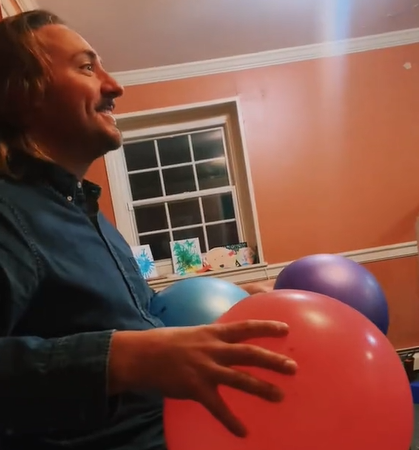 dad ready to play dodgeball