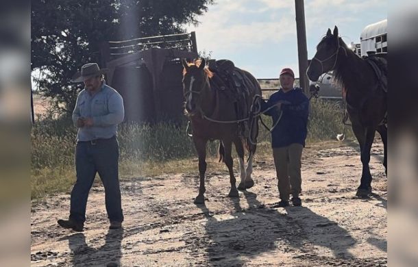 adopted boy with down syndrome walks a horse