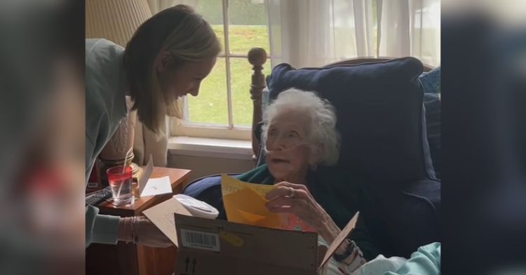 A granddaughter reveals big news to her grandma.