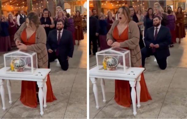 When her key worked to open the glass case containing the bridal bouquet this participant was shocked.