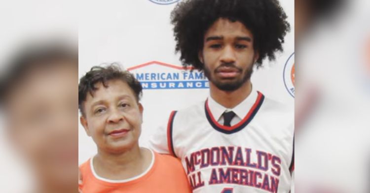 Basketball player Coby White and his mom.