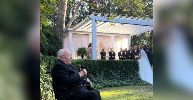 grandfather singing at wedding