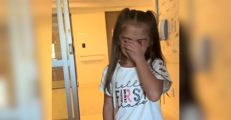 little girl cries in hospital