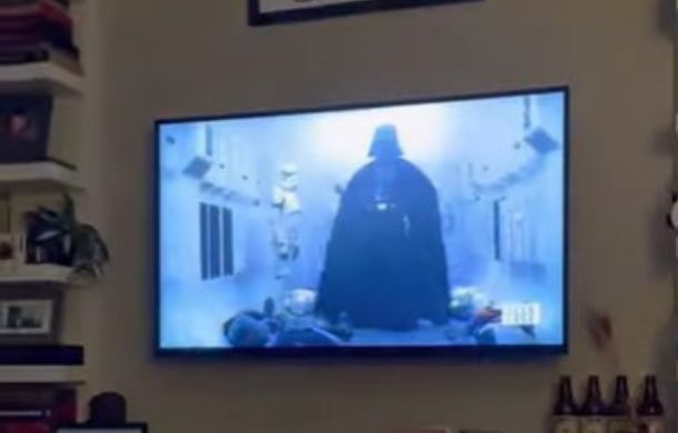 Darth Vader appears on the TV for the first time in Star Wars.