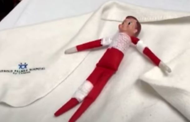 Following his emergency elf surgery, Sam was bandaged and permitted to return to his home.