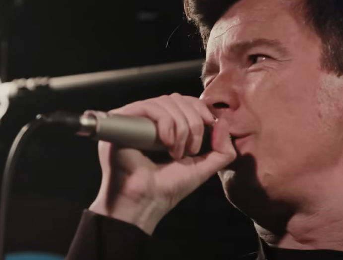 Rick Astley performing "Never Gonna Give You Up"