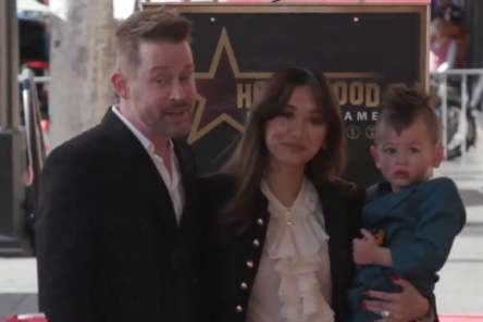 macaulay culkin and brenda song and son at Hollywood Walk of Fame