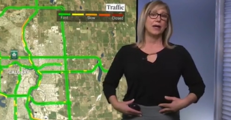 News anchor Leslie Horton gestures at her stomach as she responds to being fat shamed.