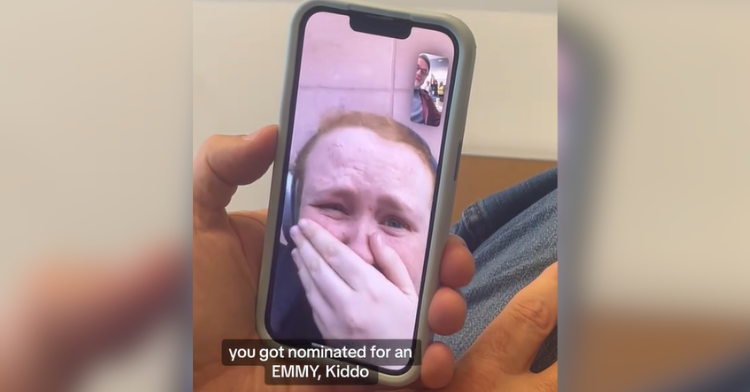 child cries over phone