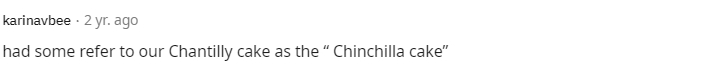 had some refer to our Chantilly cake as the "Chinchilla cake"