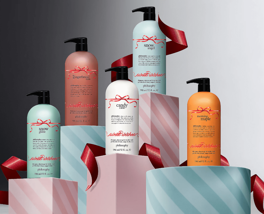Best Christmas gifts under $50 include these seasonal, limited edition shower gels in Candy Cane, Morning Maple, and Snow Globe scents.