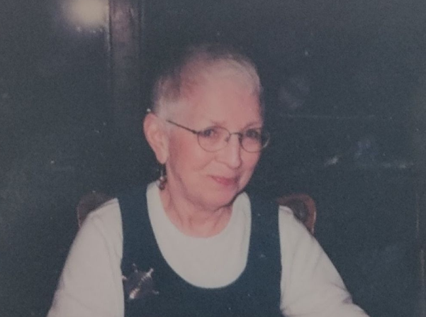 Close up of beckaroo's late grandmother, Jean. She's smiling and is wearing glasses.
