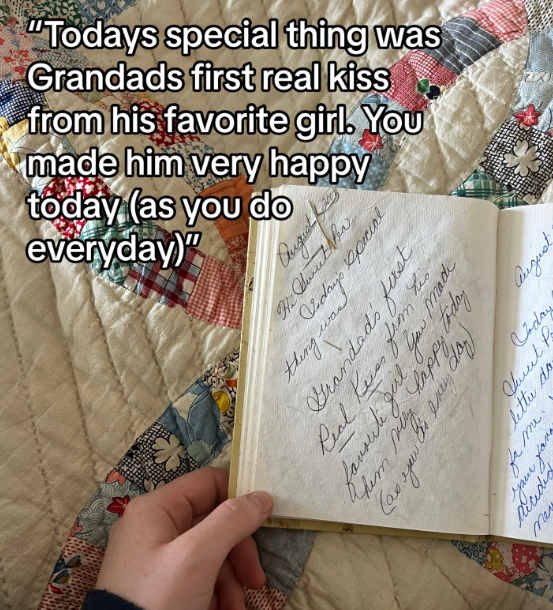 A beautiful handwritten message inside a diary.