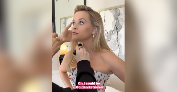 reese witherspoon getting makeup done