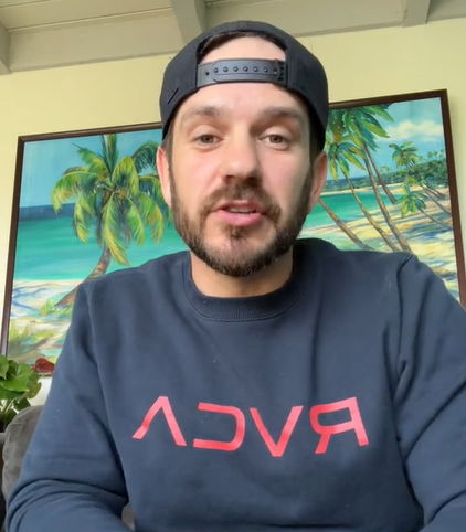 The Sober Bartender sits inside his home and talks to his camera.