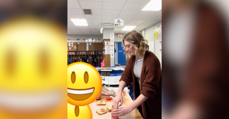 woman with hand in peanut butter