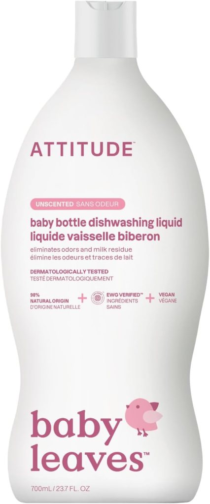 Baby bottle and dishwashing detergent