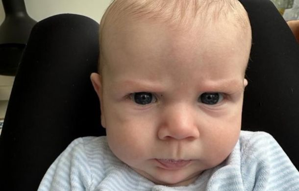 Gordon Ramsay's son Jesse showing off his rendition of dad's famous scowl.
