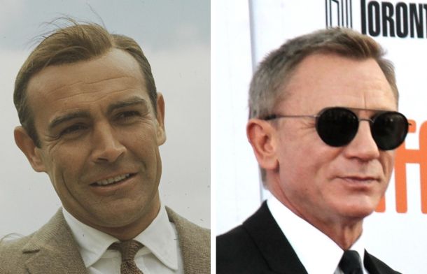 Actors Sean Connery and Daniel Craig who both portrayed secret agent James Bond in movies.