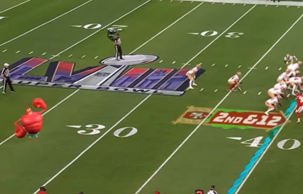 Larry the Lobster providing some backfield distraction so you get suckered into watching the actual game.