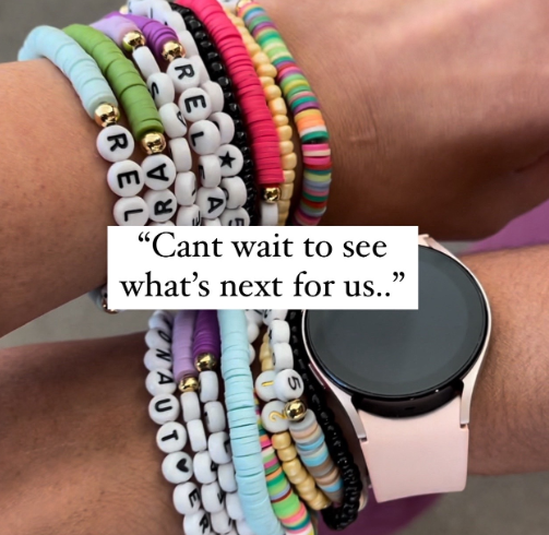 Two best friends wearing friendship bracelets.