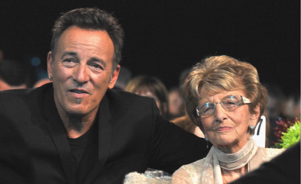 Bruce Springsteen and his mom, Adele, sit together at an event.