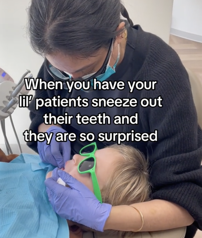 dentist working on child's teeth