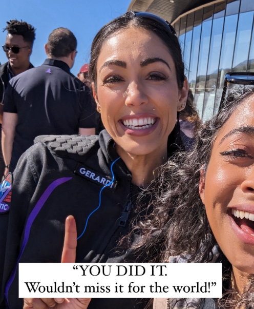 Kellie Gerardi becomes an astronaut while her best friend cheers.