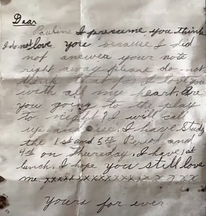 An old love letter written by a young man long ago.