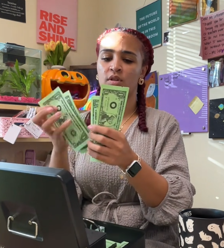 A teacher charges her students rent to give them financial lessons.