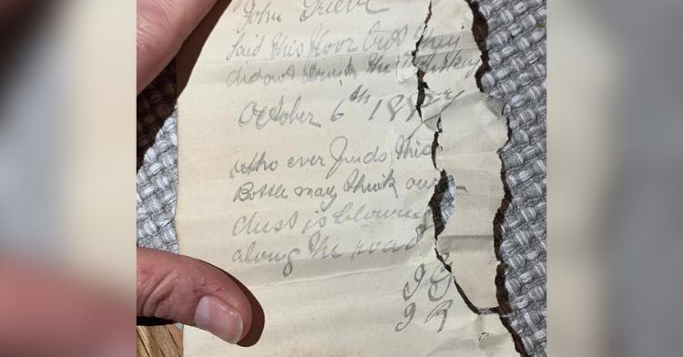 A historic note from the 1800s found inside a home.