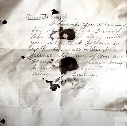 An old love letter written in cursive and signed "Lolly."