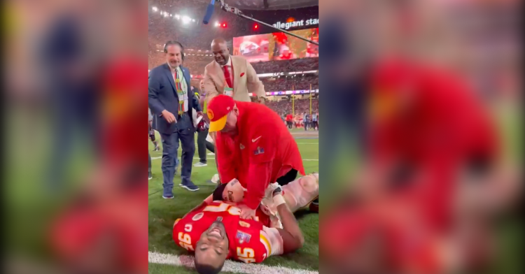Coach Andy Reid And Chris Jones Celebrate “All The Feels” Together After Super Bowl Win.