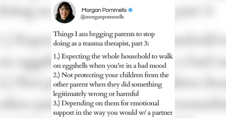 A trauma therapist's social media post about parenting.